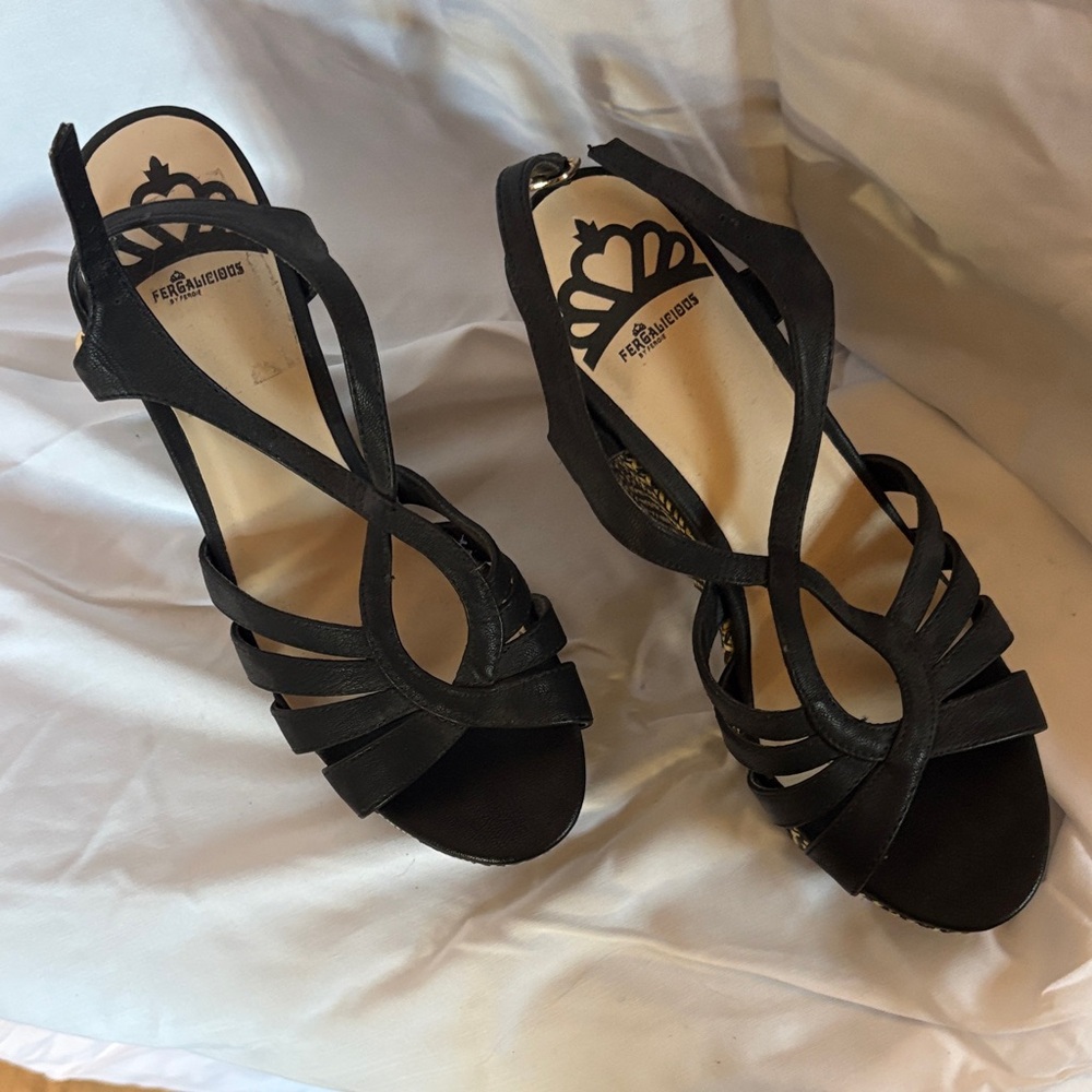 Fergalicious Black Strappy Heels